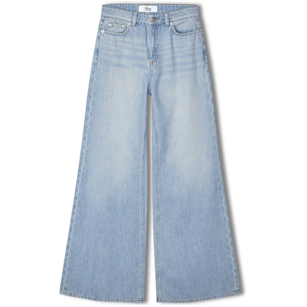 R.A Denim Studio D1 Wide Flare Jeans Mid Blue
