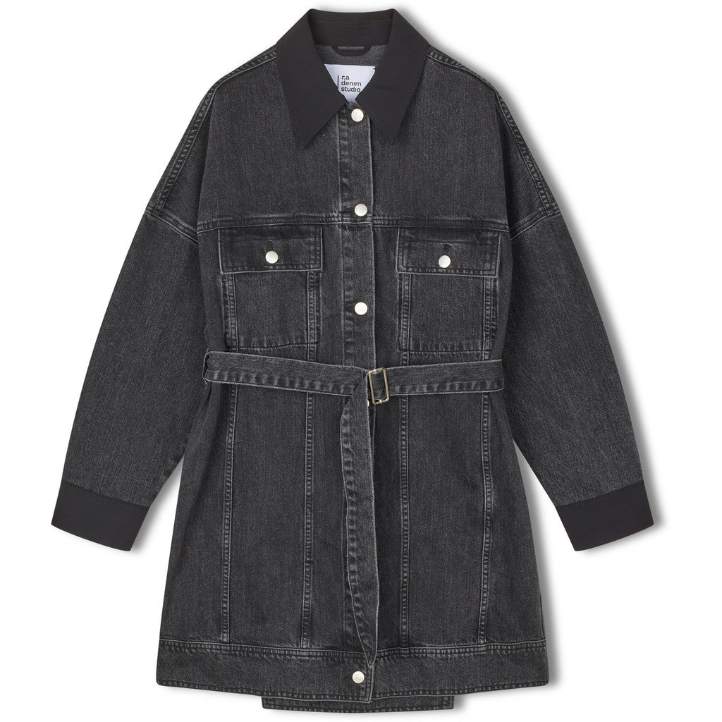 R.A Denim Studio D39 Extra Long Denim Jacket Jacket Dark Gray