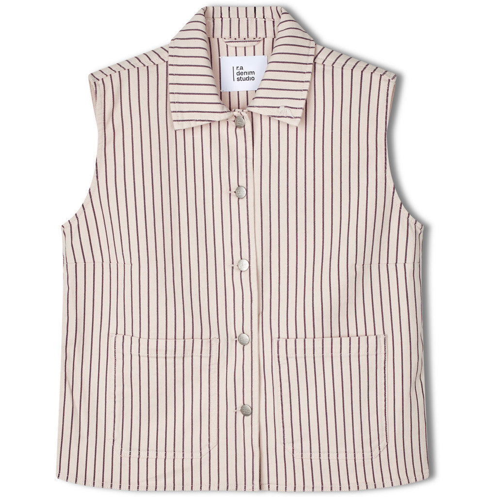 R.A Denim Studio D43 Denim Vest Vest Ecru - Purple