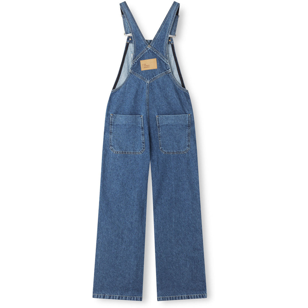 R.A Denim Studio D46 Long Overall Straight Salopette Mid Blue