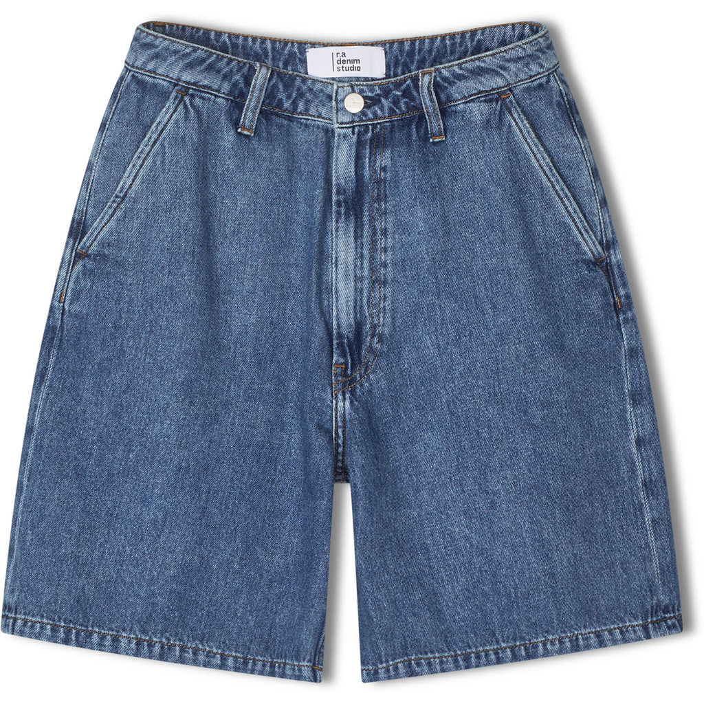 R.A Denim Studio D9 Wide Chino Shorts Shorts Mid Blue